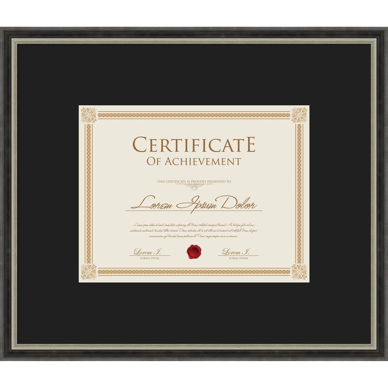 Theo Black Silver Narrow Framed Picture Frame, Photo Frame - 17x14.5 Matted Black 11x9 - Theo Black Silver Narrow