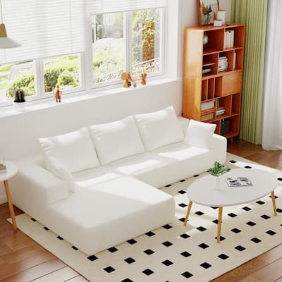 Momei L-Shaped Sofa - High-Density Foam with Spring, Multiple Cushions, Living Room