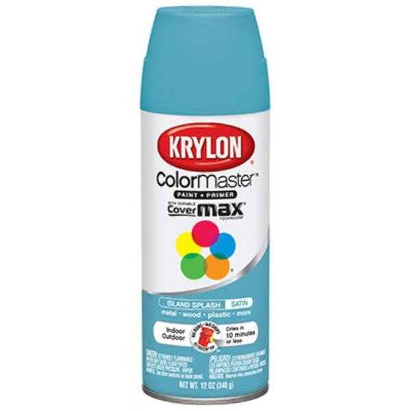 Krylon K05356902 ColorMaster Paint & Primer, 12 Oz, Satin Island Splash