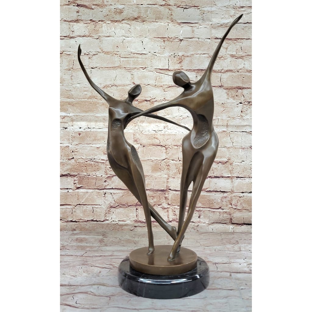 Dancing Couple Pair Romantic Abstract Modern Art Bronze Sculpture By Milo