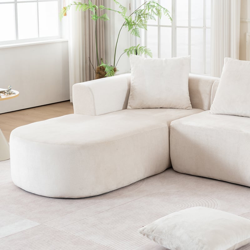 Modular L-shaped Sectional Sofa with Curved Chaise and Deep Seat