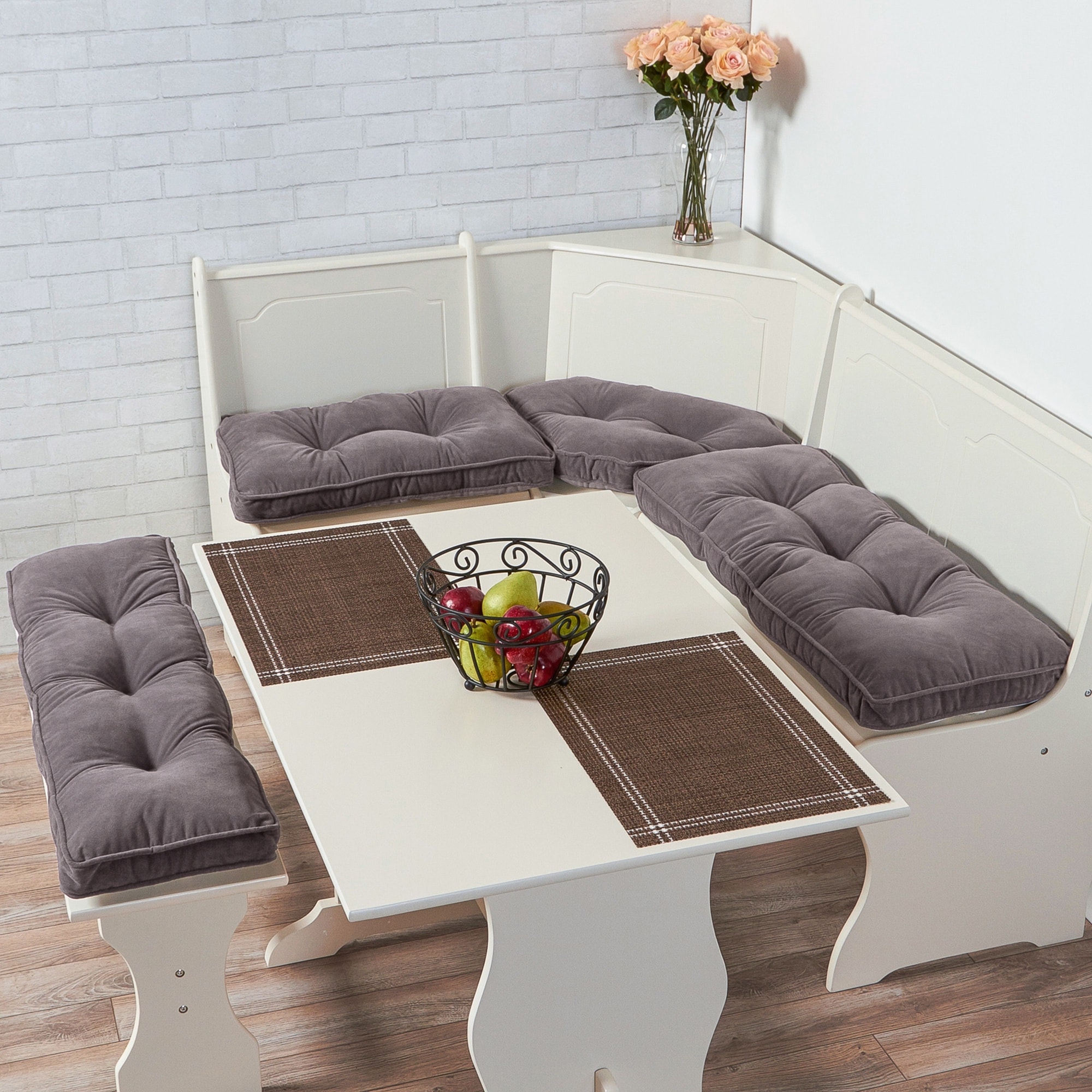 Greendale Home Fashions Gray Hyatt 4-pc. Nook Cushion Set - On