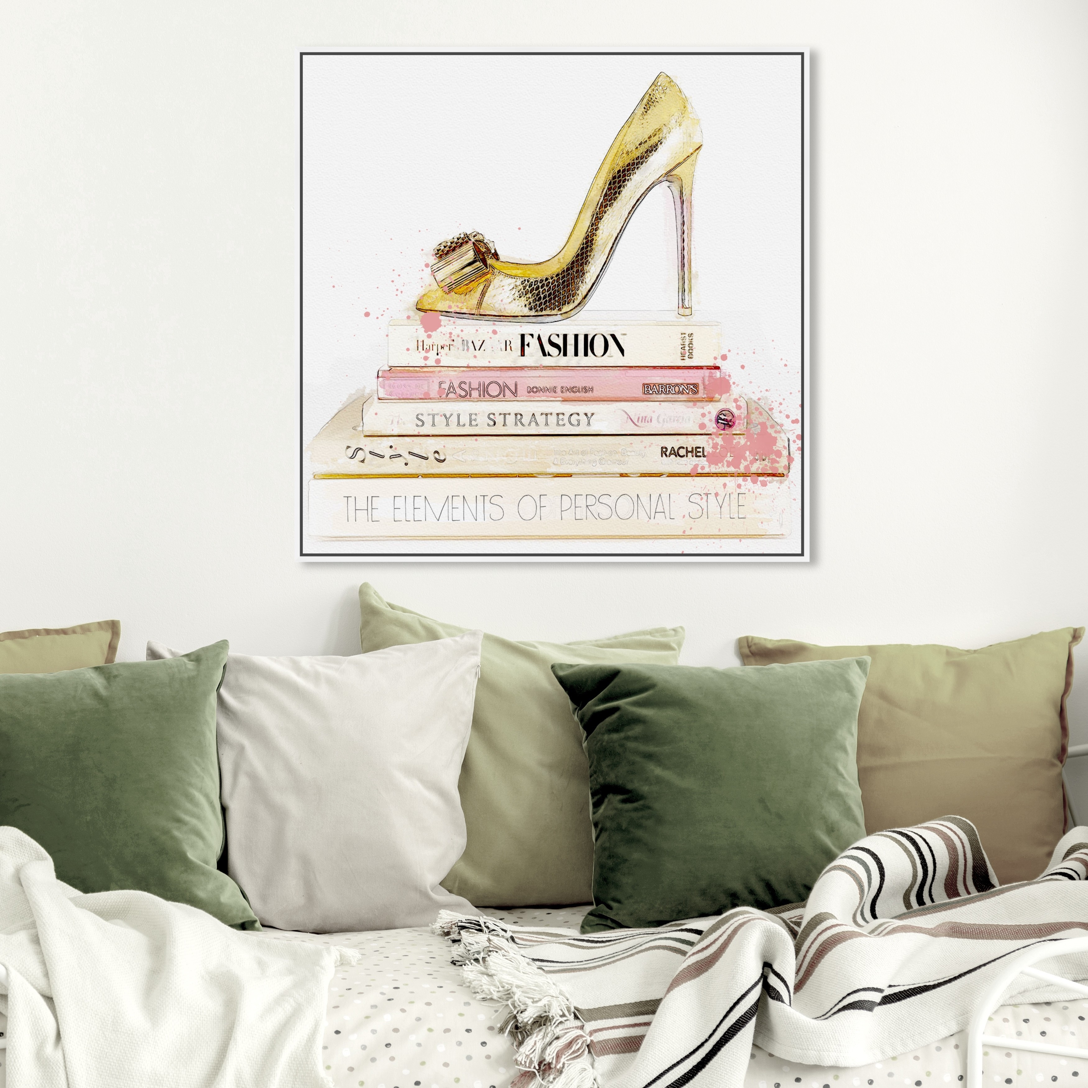 Oliver Gal Fashion and Glam Wall Art Framed Canvas Prints 'Clear Fashion  Thoughts Night' Shoes - Black, Gold - Bed Bath & Beyond - 30896808