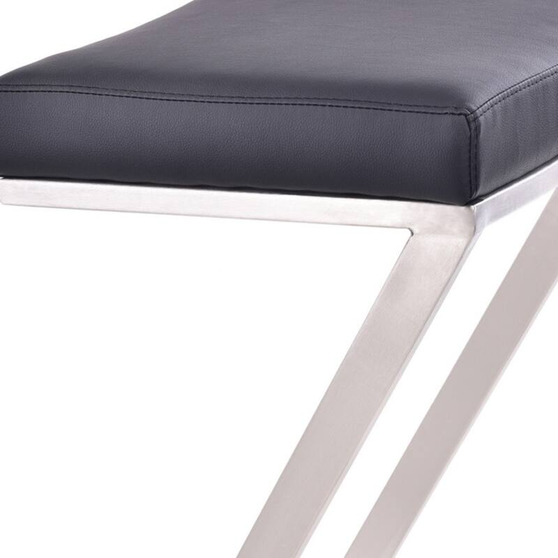 Contemporary 26" Counter Height Bar Chair with Silver Iron Base and Soft Faux Leather Cushion Seat - 26"H x 17"W x 17"D