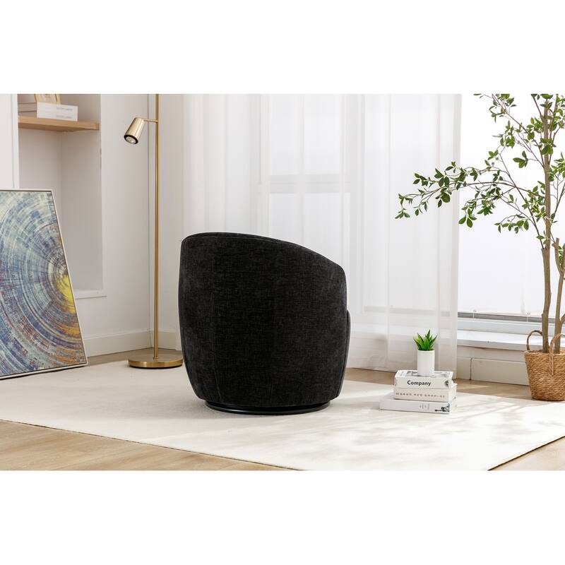 Chenille Fabric Swivel Accent Armchair Barrel Chair