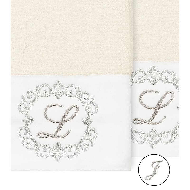 Authentic Hotel and Spa 100% Turkish Cotton Monica 2PC Embellished Hand Towel Set