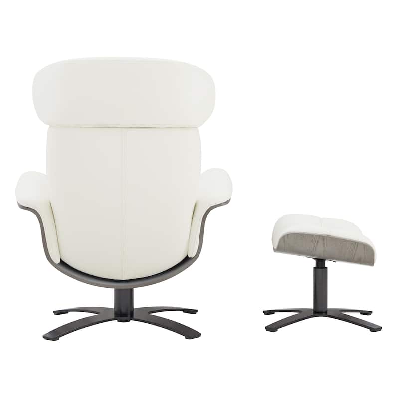 Spruce & Spring Leon Swivel Recliner Chair with Ottoman Set and Adjustable Headrest