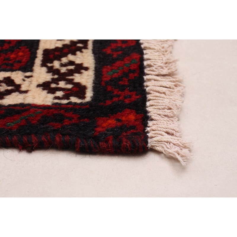 ECARPETGALLERY Hand-knotted Royal Baluch Cream, Red Wool Rug - 3'6 x 6'4