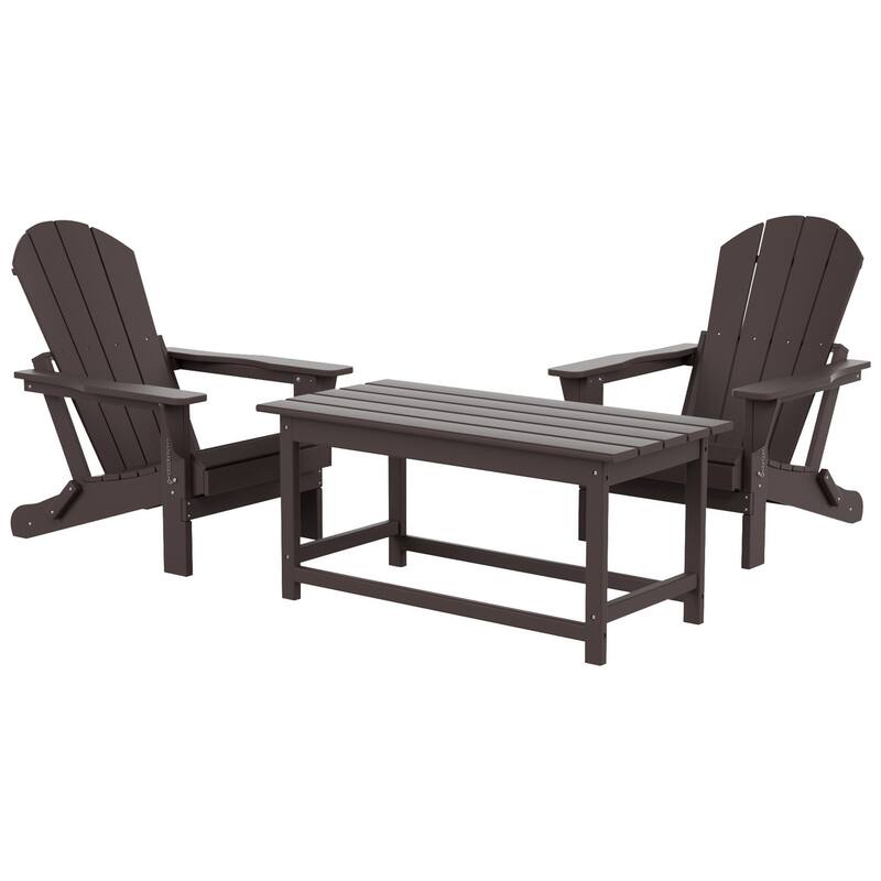 Laguna Hdpe All Weather Outdoor Patio Foldable Adirondack Chairs Conversation Set (3-Piece Set)