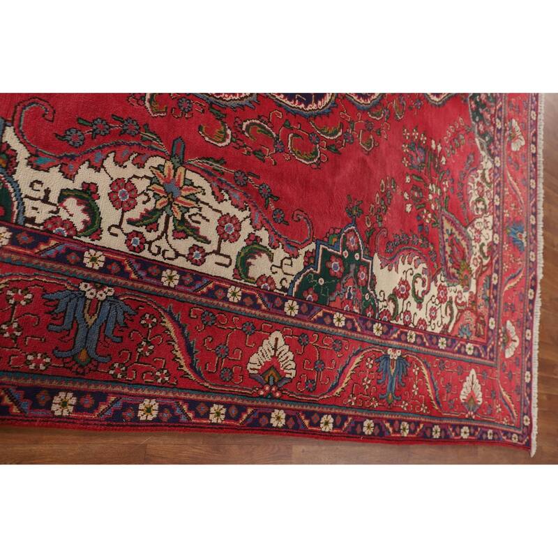 Tabriz Persian Vintage Area Rug Handmade Wool Carpet - 9'6"x 13'0"