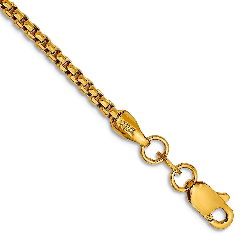 Curata 14k 1.75mm Hollow Round Box Chain Bracelet