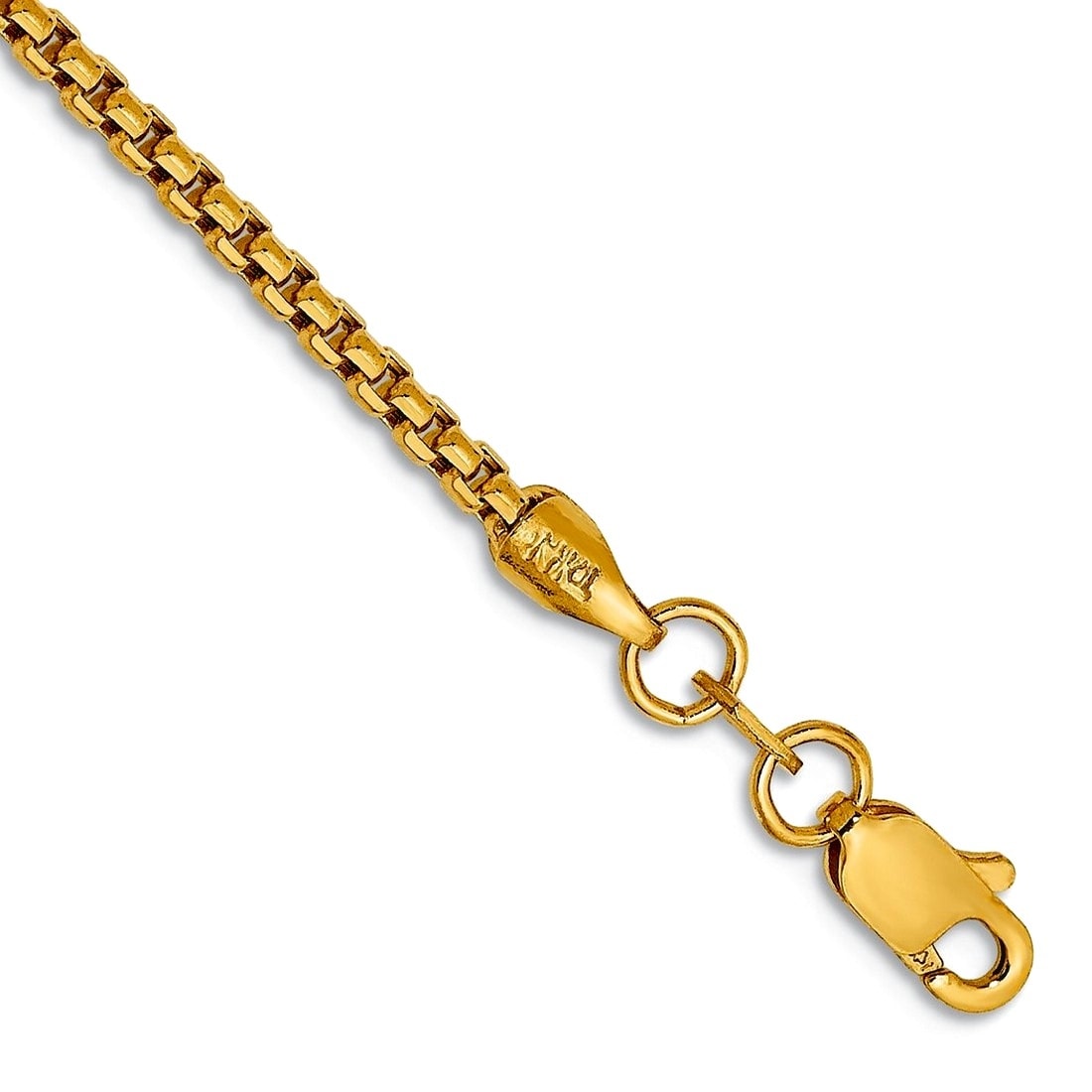 Curata 14k Yellow Gold 8" 1.75mm Hollow Round Box Chain Bracelet