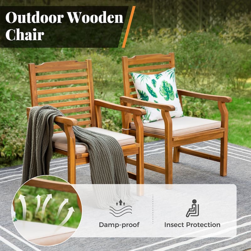 MAISON ARTS Outdoor 7/9-Piece Solid Acacia Wood Dining Set, Expandable Dining Table and 6/8 Wood Dining Chairs