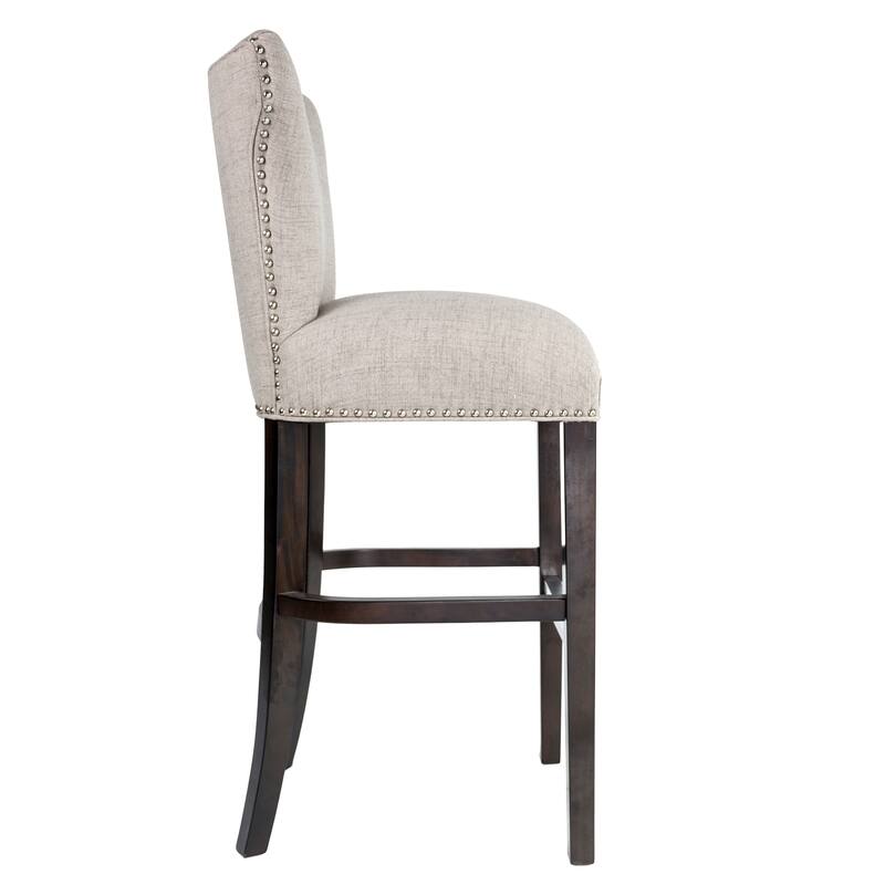Bella 30 inch Contemporary Beige Taupe Nailhead Barstool