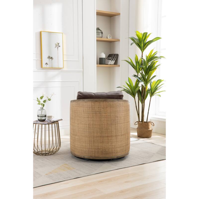 360 Degree Swivel Upholstered Accent Barrel Arm Chair