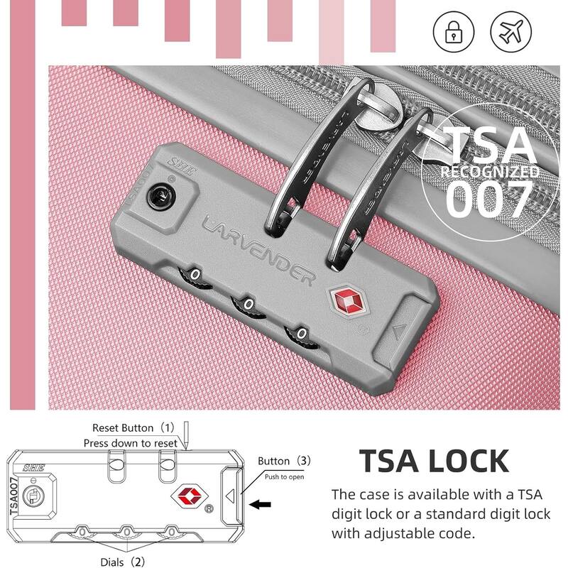 6-Piece Modern Luggage Sets, Expandable Luggage with Travel Bag, TSA Lock and Spinner Wheels, for Boarding Travel, Pink