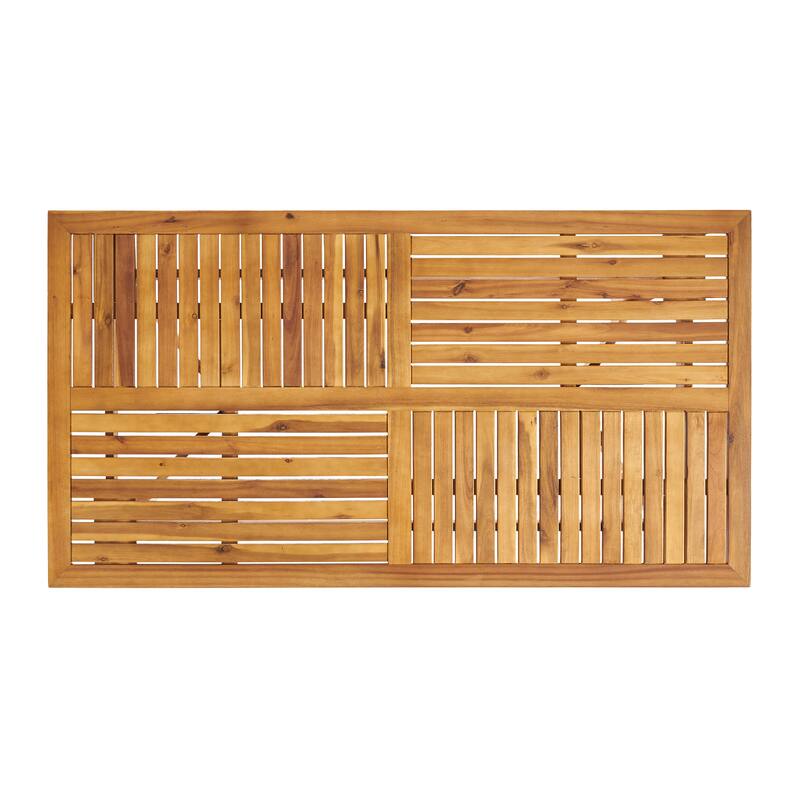 7-Piece Outdoor Acacia Wood Dining Set with Rectangular Table and 6 Cushioned Chair
