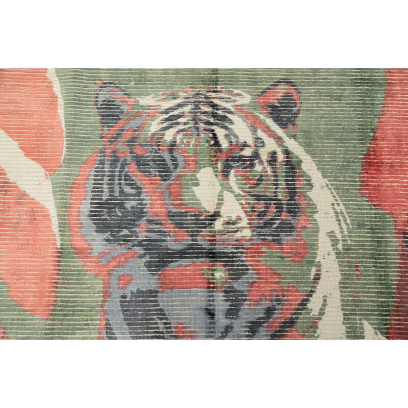 Hand Knotted Oriental Viscose Silk Carpet Modern Pictorial Multi-Colored Abstract Area Rug - 7' 8'' X 5' 6''