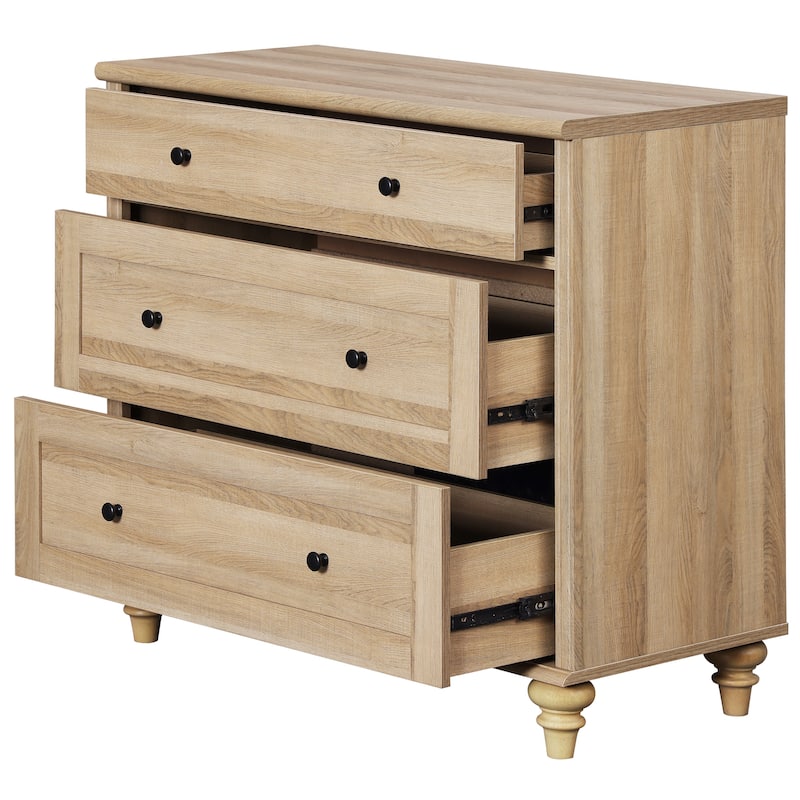 Nightstand Bedside Table, Wood Side Table with 3 Drawer