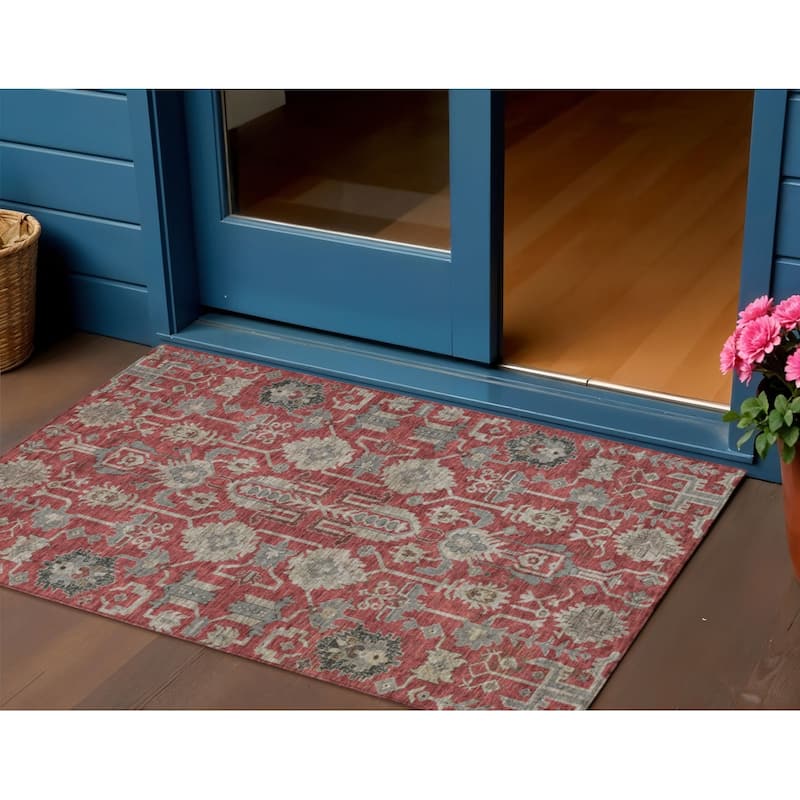 HomeRoots Oriental Traditional Rectangle Outdoor Rug - 3' x 5'