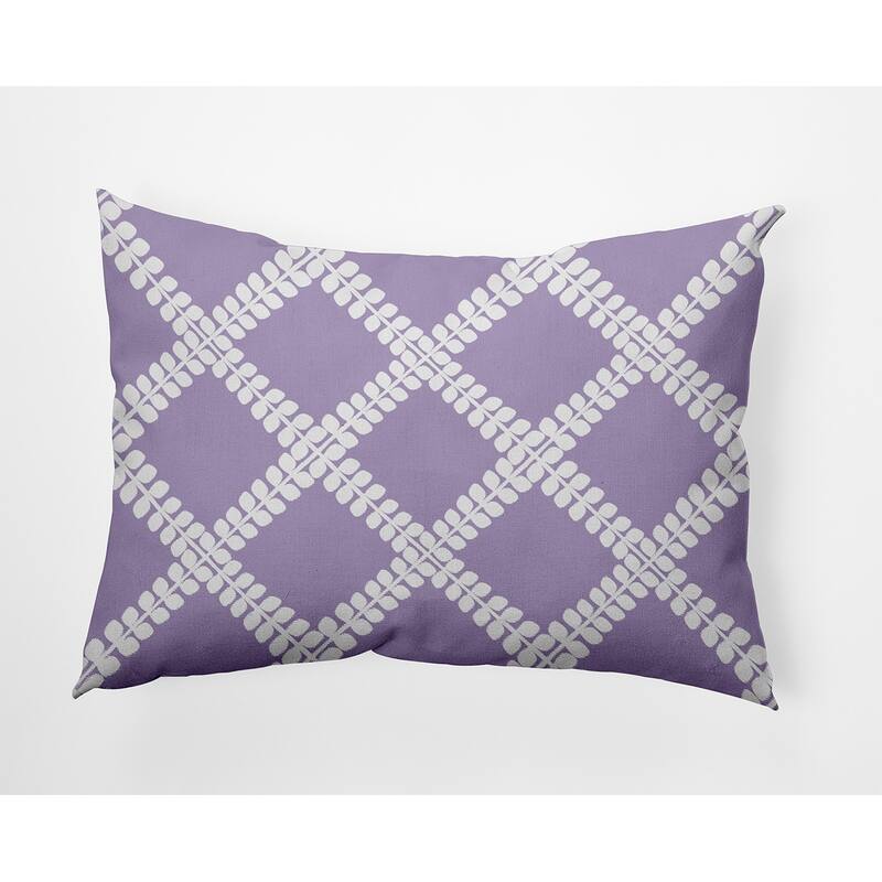 Leaf Plaid Indoor/Outdoor Throw Pillow - Lilac - 14" x 20"