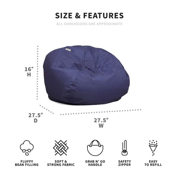dimension image slide 10 of 14, Big Joe Kids Classic Bean Bag Chair