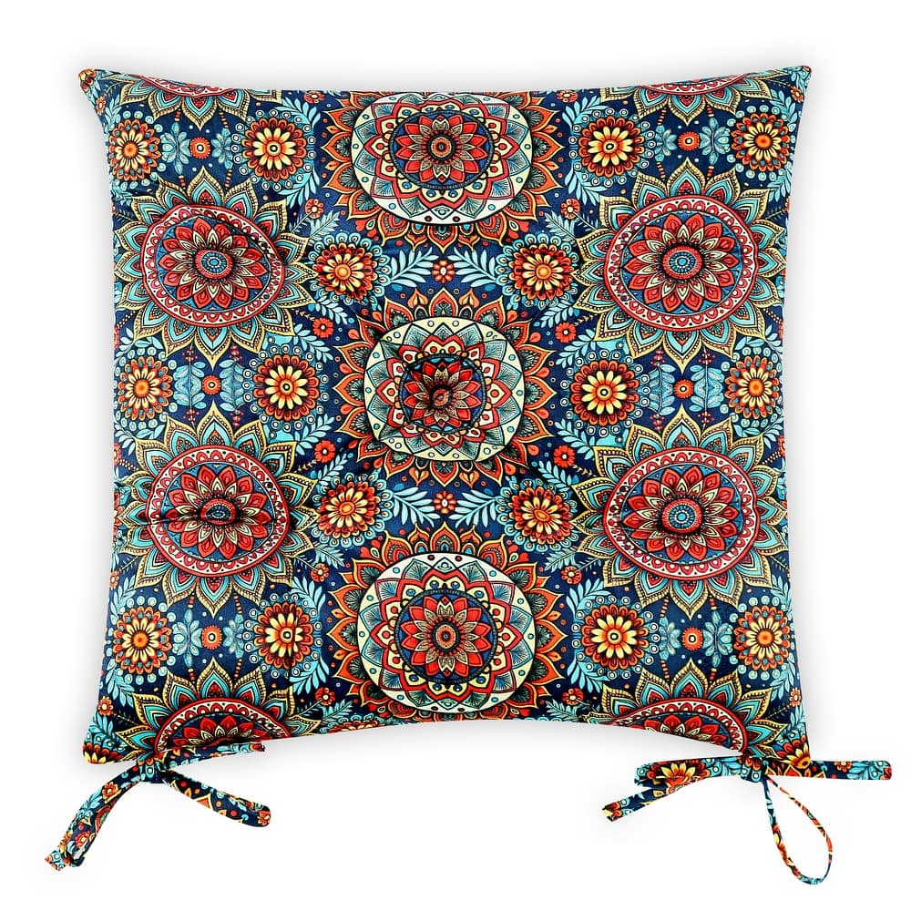 16-inch Square Thick Tufted Indoor Chair Seat Cushion Pads with Ties