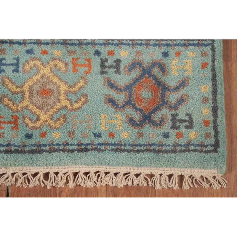 All-Over Blue Khotan Oriental Runner Rug Wool Carpet - 2'7"x 9'11"