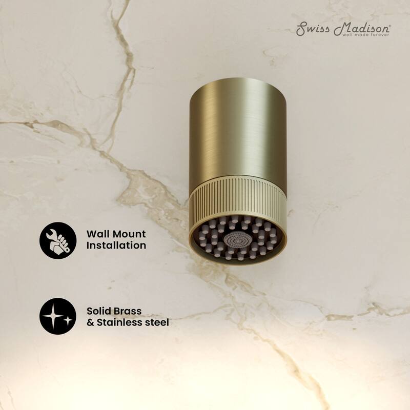 Lumiere 2-Spray Patterns 2.5 Gpm Wall Mount Fixed Shower Head In Brushed Gold