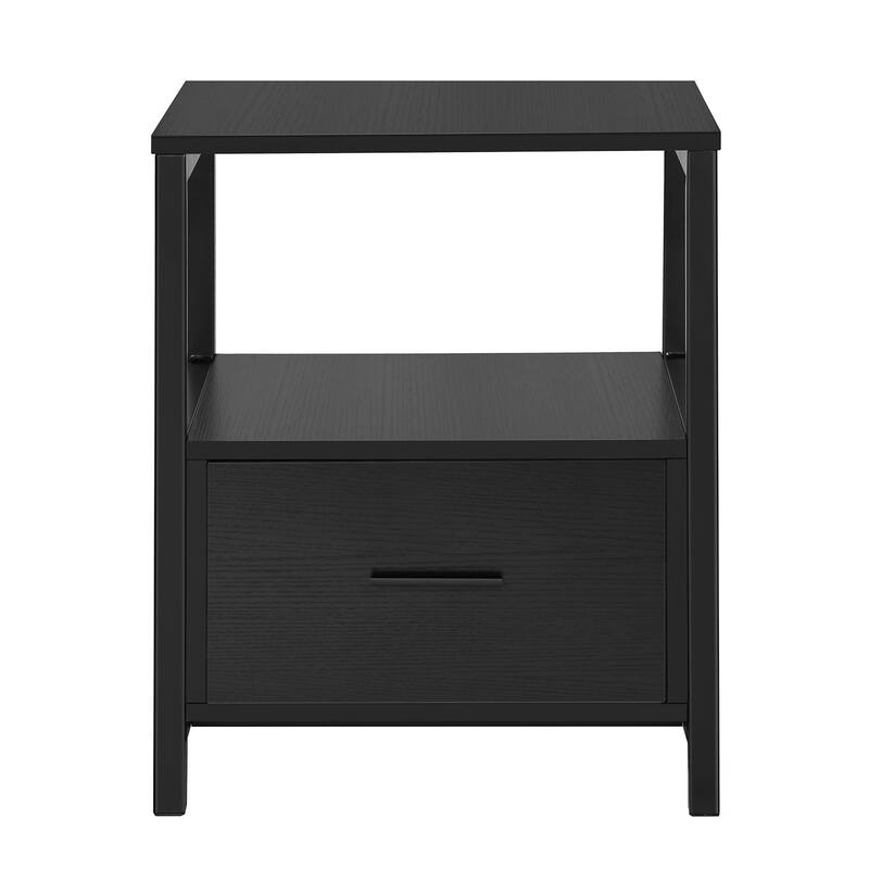 VECELO Nightstand Set of 1/2, Modern Square Side End Table, Living Room, Study Metal Frame