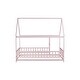 preview thumbnail 81 of 127, Wood Toddler House Bed with Roof Frame and Safety Guardrails Montessori Floor Bed without Slats No Door Houseshaped Platform Bed