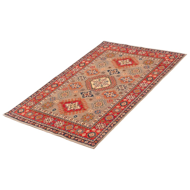 ECARPETGALLERY Hand-knotted Uzbek Ghazni Taupe Wool Rug - 3'11 x 5'10