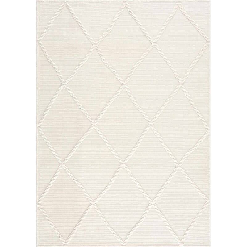 Hauteloom Amani Living Room, Bedroom Machine Washable Area Rug - White, Off White - 2' x 2'10"