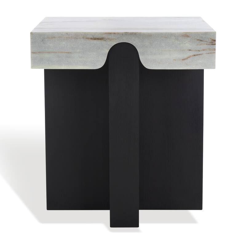 SAFAVIEH Couture Roxandra Marble Top Accent Table - 20"W x 20"D x 22"H - Black/White