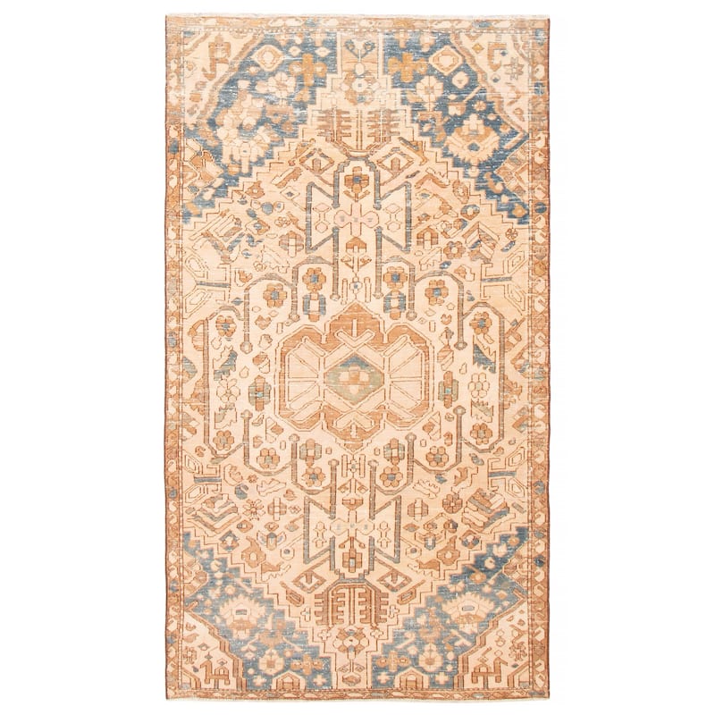 ECARPETGALLERY Hand-knotted Antalya Vintage Beige Wool Rug - 5'0 x 9'1 - Beige - 5'0 x 9'1