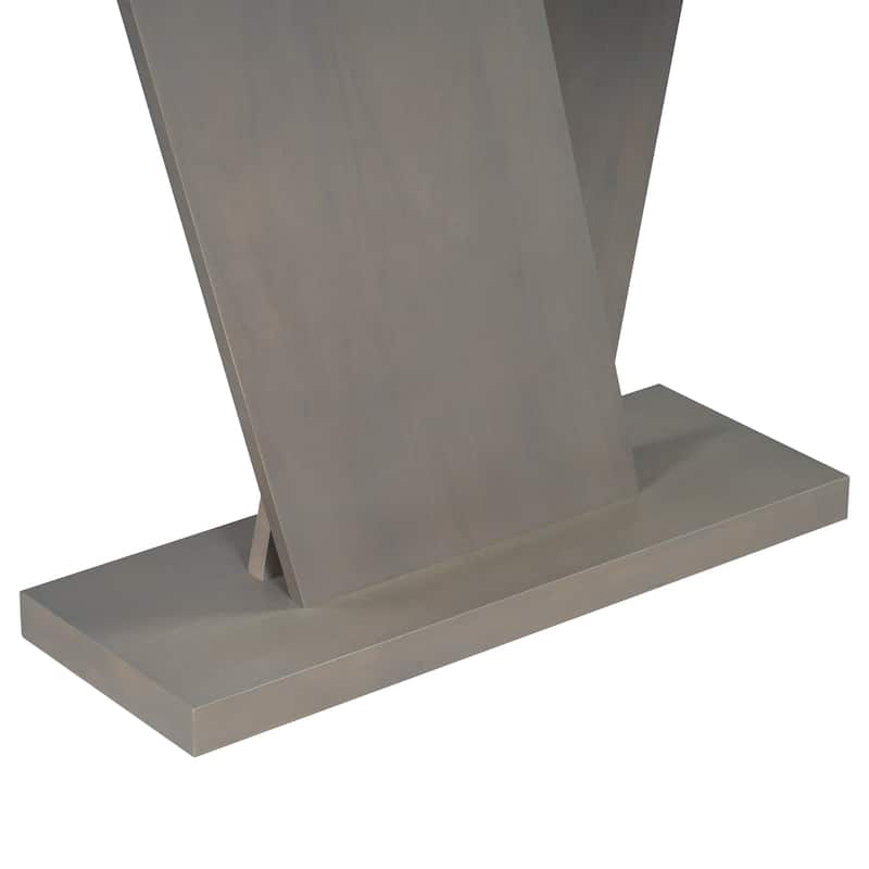 59.8" MDF Console Table With Natural Wood Veneer with V-Shaped Base for Living Room