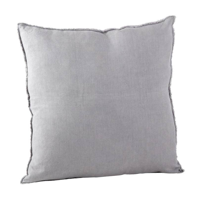 Fringed Design Down-Filled Throw Pillow - Pewter