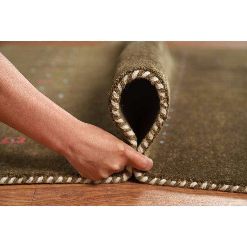 Hand Knotted Oriental 100% Wool Carpet Tribal Animal Pictorial Brown Gabbeh Area Rug - 7' 11'' X 4' 11''