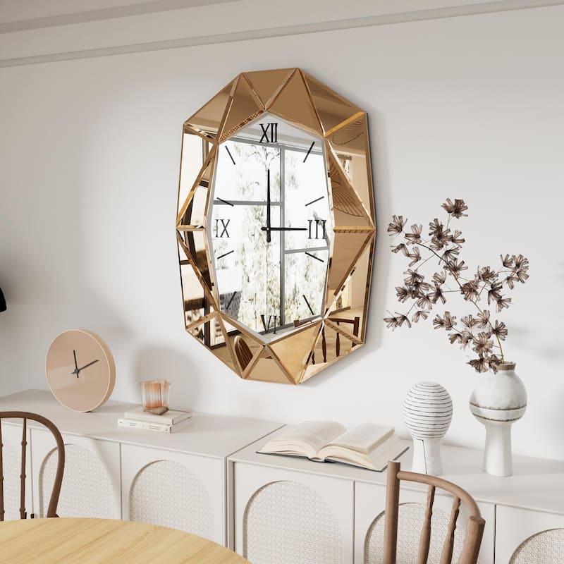 Irregular Glass Wall Art Mirror with Beveled Diamond Edge Accent Mirror