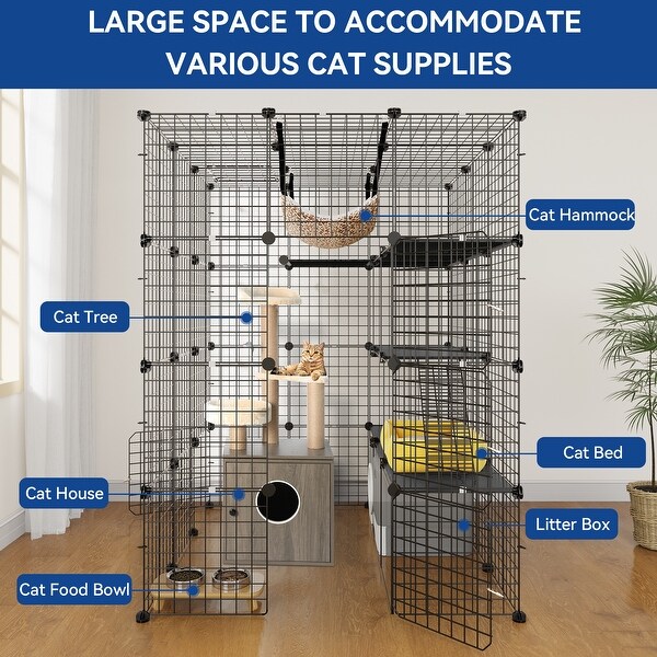 Large 4 layer Metal Cat Cage Indoor DIY Kennel with Storage Cube and Hammock On Sale Bed Bath Beyond 37453700