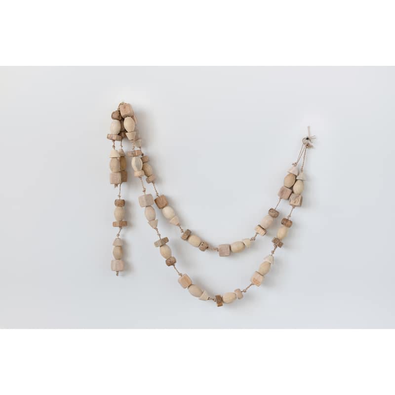 Mango Wood Bead Garland - Brown - 72.0"L x 1.0"W x 1.5"H - 72.0"L x 1.0"W x 1.5"H - Brown