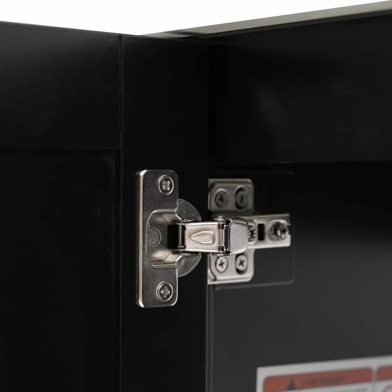 20.28'' Black Modern Bathroom Vanity with Ceramic Sink, Solid Wood Frame and Drawer