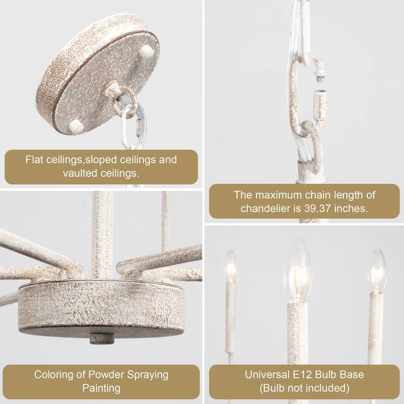 6-Light W26.18" x H66.92" Candle Chandelier for Living Room Kitchen Island