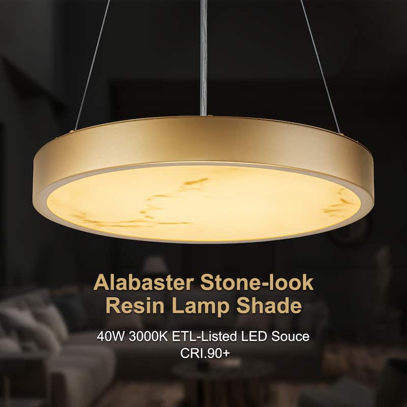 Starsky Alabaster Stone-look Resin Modern Gold LED Chandelier