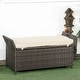 preview thumbnail 10 of 8, Outsunny 27 Gallon Patio Wicker Storage Bench, Outdoor PE Rattan Patio Furniture, Two-In-One Large Capacity Footstool Cream White