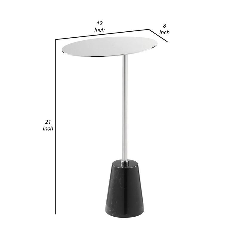 12 in. Black and Chrome Round Metal End Table, Sturdy Build End Side Table for Living Rooms