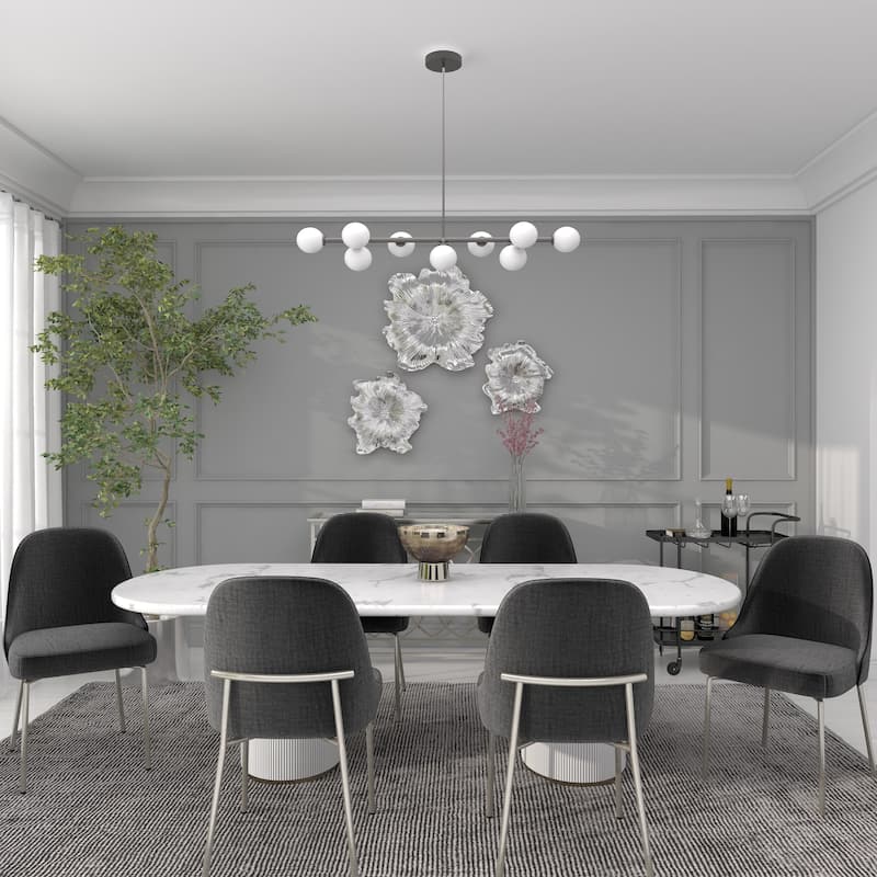 Silver Polystone 3D Floral Home Wall Decor (Set of 3)