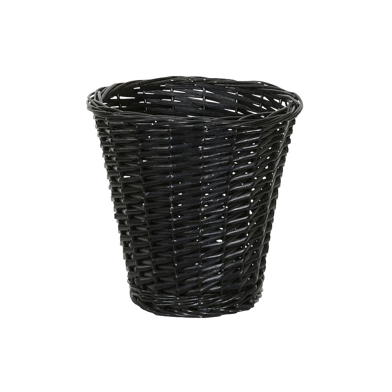 Household Essentials Willow Weave Wicker Waste Basket, Black