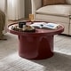 preview thumbnail 9 of 14, HULALA HOME Modern Round Coffee Table with Enamel Finish WINE