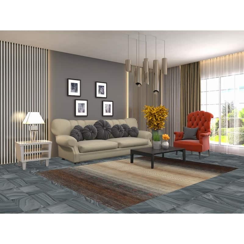 Hand Knotted Oriental 100% Wool Carpet Tribal Stripe Multi-Colored Gabbeh Area Rug - 7' 10'' X 5' 8''